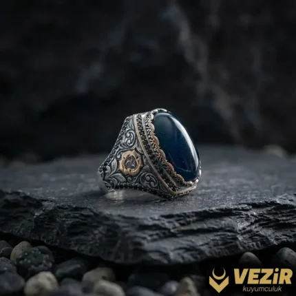 Dikdörtgen Gravür Gümüş Yüzük