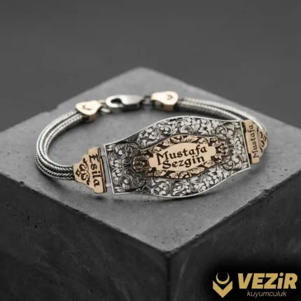 İsimli Gravür Gümüş Bileklik