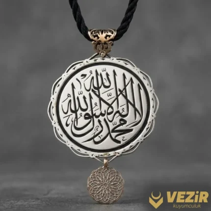 Kelime-i Tevhid Gümüş Madalyon Kolye