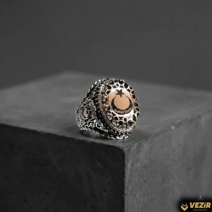 İsimli Ay-Yıldız Gümüş Yüzük