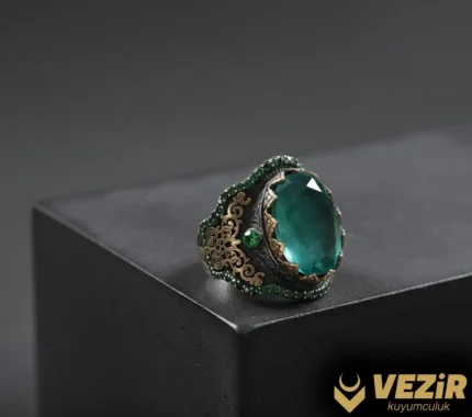 Yeşil Paraiba Taşlı Unisex Gümüş Yüzük