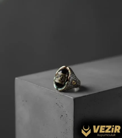 La Galibe İllallah Yazılı Çift Renk Gümüş Yüzük