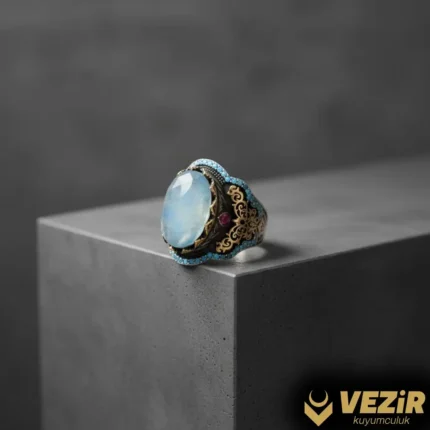 Paraiba Taşlı Unisex Gümüş Yüzük