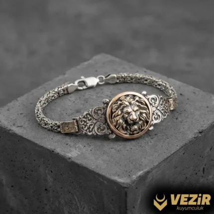 Aslan Figürlü Gümüş Bileklik